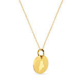 Maine Map Engraved Charm Necklace - 18K Gold Plate