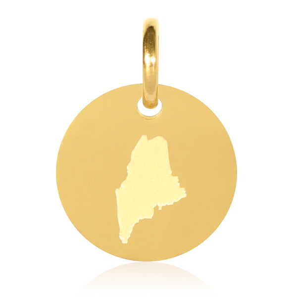 Maine Map Engraved Charm Necklace - 18K Gold Plate