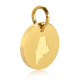 Maine Map Engraved Charm Necklace - 18K Gold Plate