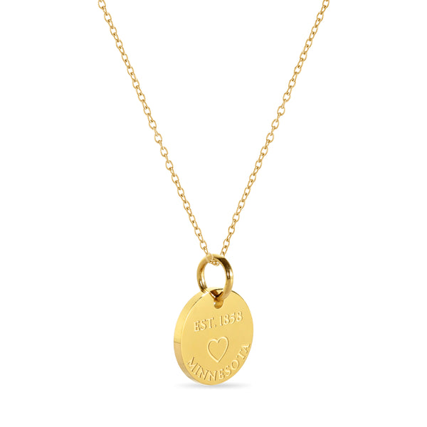 Minnesota Map Engraved Charm Necklace - 18K Gold Plate