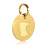 Minnesota Map Engraved Charm Necklace - 18K Gold Plate