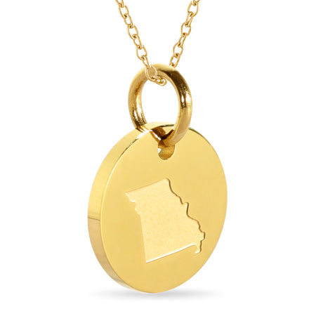 Florida Map Engraved Charm Necklace - 18K Gold Plate