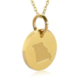 Missouri Map Engraved Charm Necklace - 18K Gold Plate