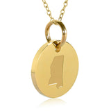 Mississippi Map Engraved Charm Necklace - 18K Gold Plate