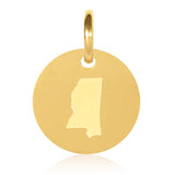 Mississippi Map Engraved Charm Necklace - 18K Gold Plate