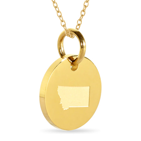 Minnesota Map Engraved Charm Necklace - 18K Gold Plate