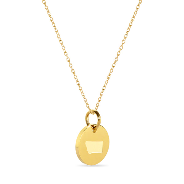 Montana Map Engraved Charm Necklace - 18K Gold Plate