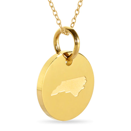 Hawaii Map Engraved Charm Necklace - 18K Gold Plate