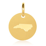 North Carolina Map Engraved Charm Necklace - 18K Gold Plate