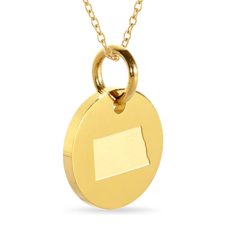 Indiana Map Engraved Charm Necklace - 18K Gold Plate