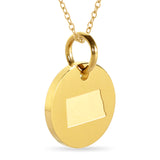 North Dakota Map Engraved Charm Necklace - 18K Gold Plate