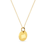 North Dakota Map Engraved Charm Necklace - 18K Gold Plate