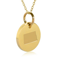 North Dakota Map Engraved Charm Necklace - 18K Gold Plate