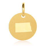 North Dakota Map Engraved Charm Necklace - 18K Gold Plate