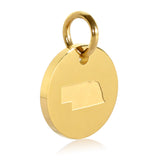 Nebraska Map Engraved Charm Necklace - 18K Gold Plate