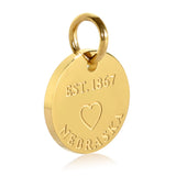 Nebraska Map Engraved Charm Necklace - 18K Gold Plate