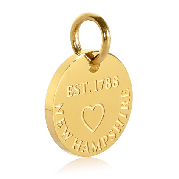 New Hampshire Map Engraved Charm Necklace - 18K Gold Plate