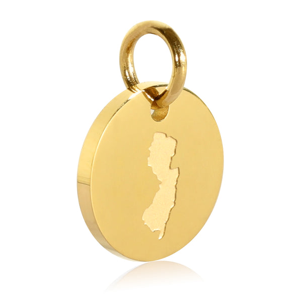 New Jersey Map Engraved Charm Necklace - 18K Gold Plate