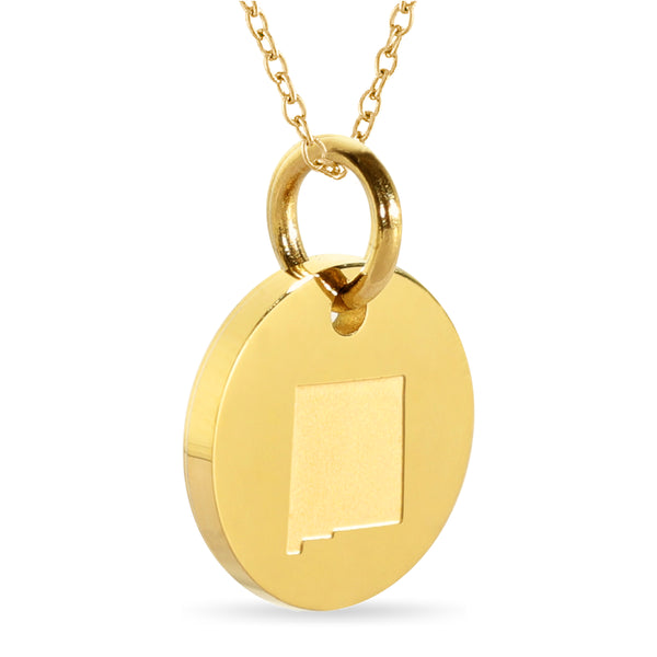 New Mexico Map Engraved Charm Necklace - 18K Gold Plate