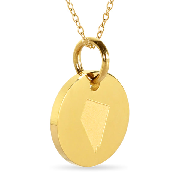 Nevada Map Engraved Charm Necklace - 18K Gold Plate