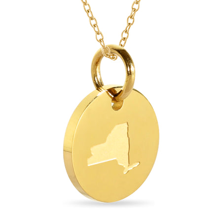 Florida Map Engraved Charm Necklace - 18K Gold Plate