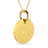 New York Map Engraved Charm Necklace - 18K Gold Plate