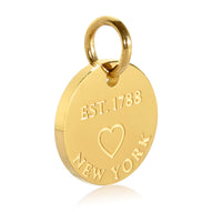 New York Map Engraved Charm