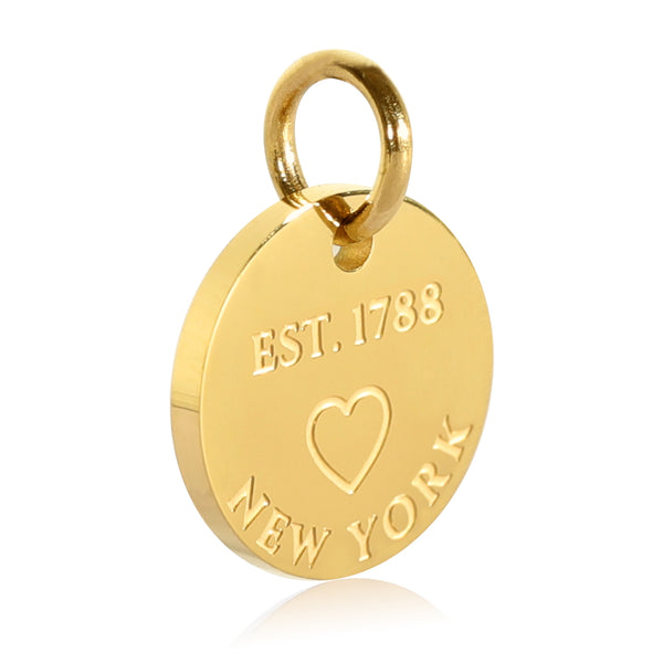 New York Map Engraved Charm