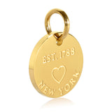 New York Map Engraved Charm Necklace - 18K Gold Plate