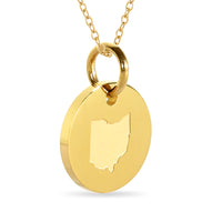 Ohio Map Engraved Charm Necklace - 18K Gold Plate