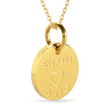 Ohio Map Engraved Charm Necklace - 18K Gold Plate