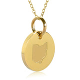 Ohio Map Engraved Charm Necklace - 18K Gold Plate