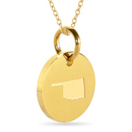 Oklahoma Map Engraved Charm Necklace - 18K Gold Plate