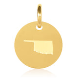 Oklahoma Map Engraved Charm Necklace - 18K Gold Plate