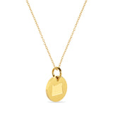 Oregon Map Engraved Charm Necklace - 18K Gold Plate