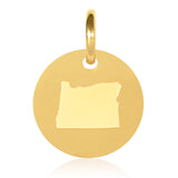 Oregon Map Engraved Charm Necklace - 18K Gold Plate