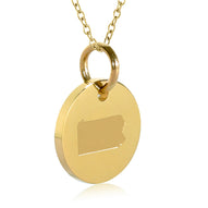 Pennsylvania Map Engraved Charm Necklace - 18K Gold Plate