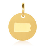 Pennsylvania Map Engraved Charm Necklace - 18K Gold Plate