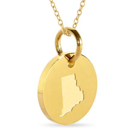 New Jersey Map Engraved Charm Necklace - 18K Gold Plate