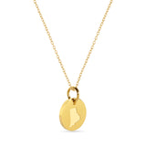 Rhode Island Map Engraved Charm Necklace - 18K Gold Plate