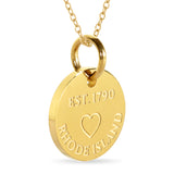 Rhode Island Map Engraved Charm Necklace - 18K Gold Plate