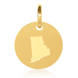 Rhode Island Map Engraved Charm Necklace - 18K Gold Plate