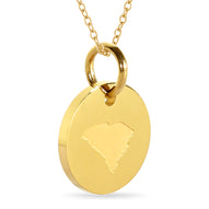 South Carolina Map Engraved Charm Necklace - 18K Gold Plate