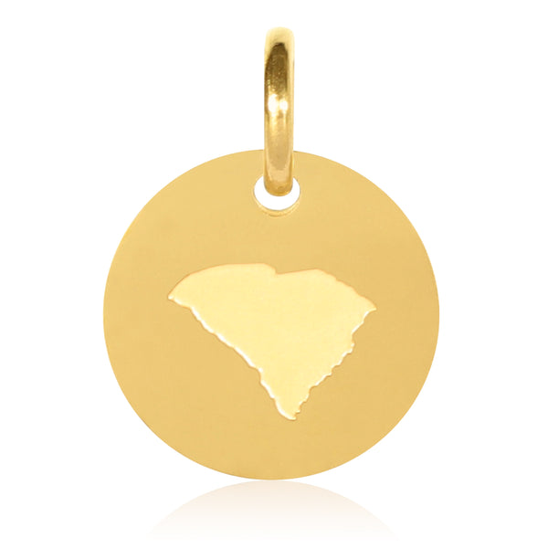 South Carolina Map Engraved Charm Necklace - 18K Gold Plate