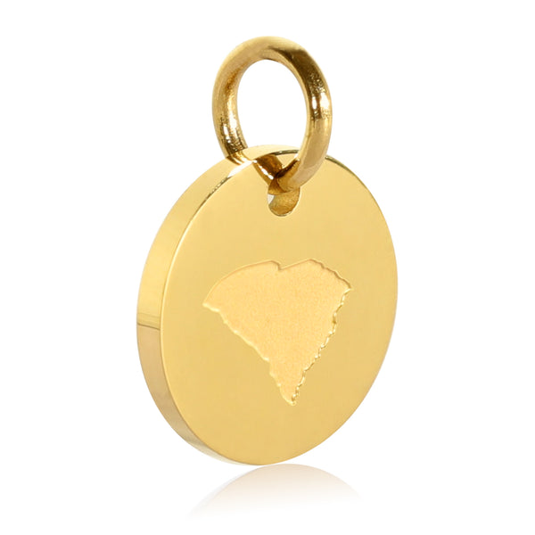 South Carolina Map Engraved Charm