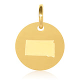 South Dakota Map Engraved Charm Necklace - 18K Gold Plate