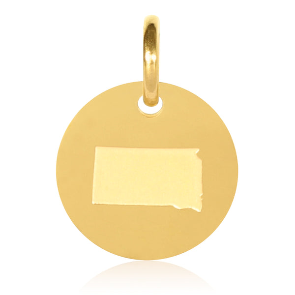 South Dakota Map Engraved Charm Necklace - 18K Gold Plate