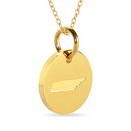 Tennessee Map Engraved Charm Necklace - 18K Gold Plate