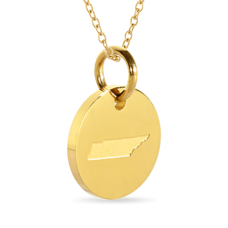 New York Map Engraved Charm Necklace - 18K Gold Plate