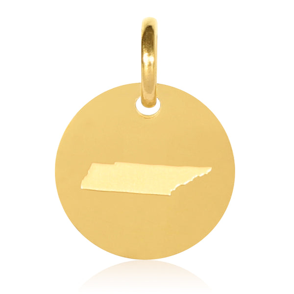 Tennessee Map Engraved Charm Necklace - 18K Gold Plate